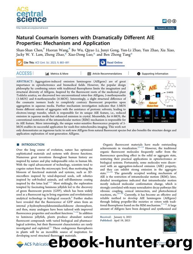 Natural Coumarin Isomers with Dramatically Different AIE Properties: Mechanism and Application by unknow