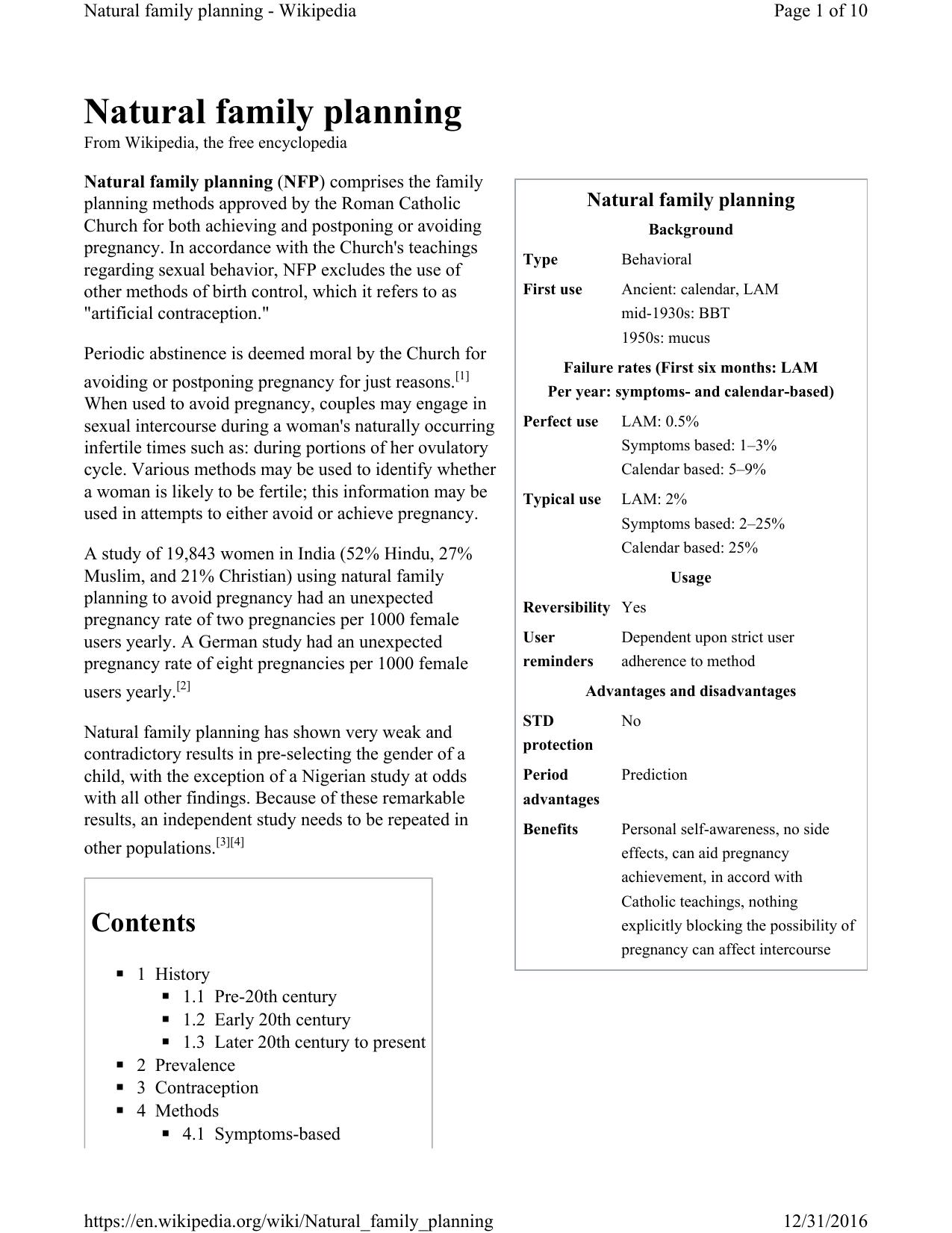 Natural Family Planning-2016 by Unknown