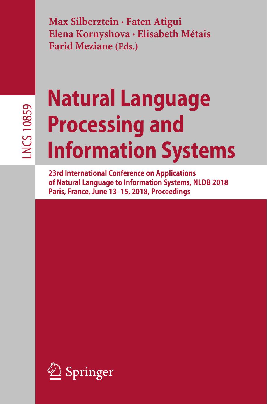 Natural Language Processing and Information Systems 2018 by 0002624