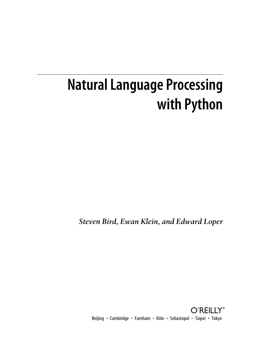 Natural Language Processing with Python (2009) by Unknown