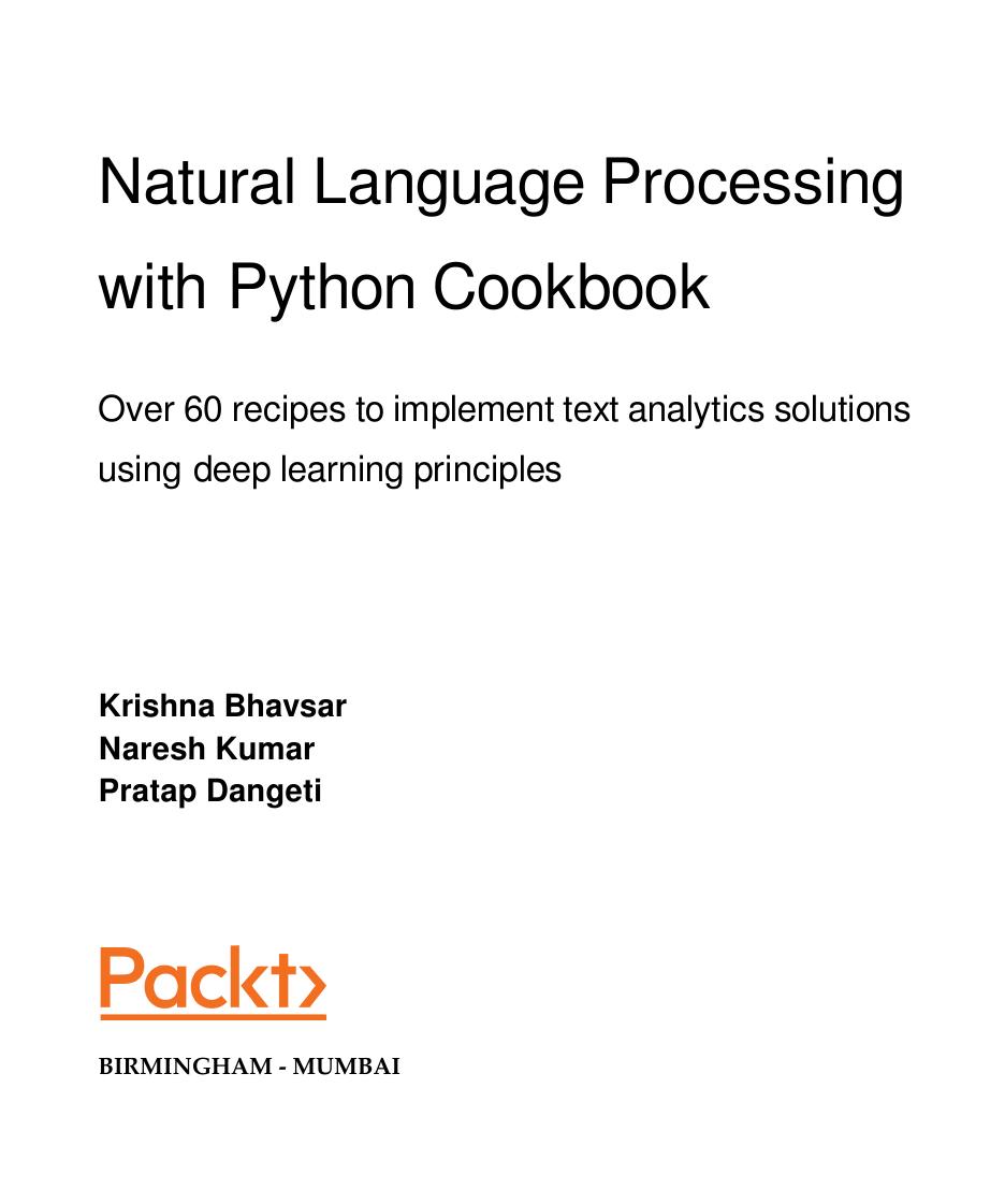 Natural Language Processing with Python Cookbook by Krishna Bhavsar Naresh Kumar Pratap Dangeti