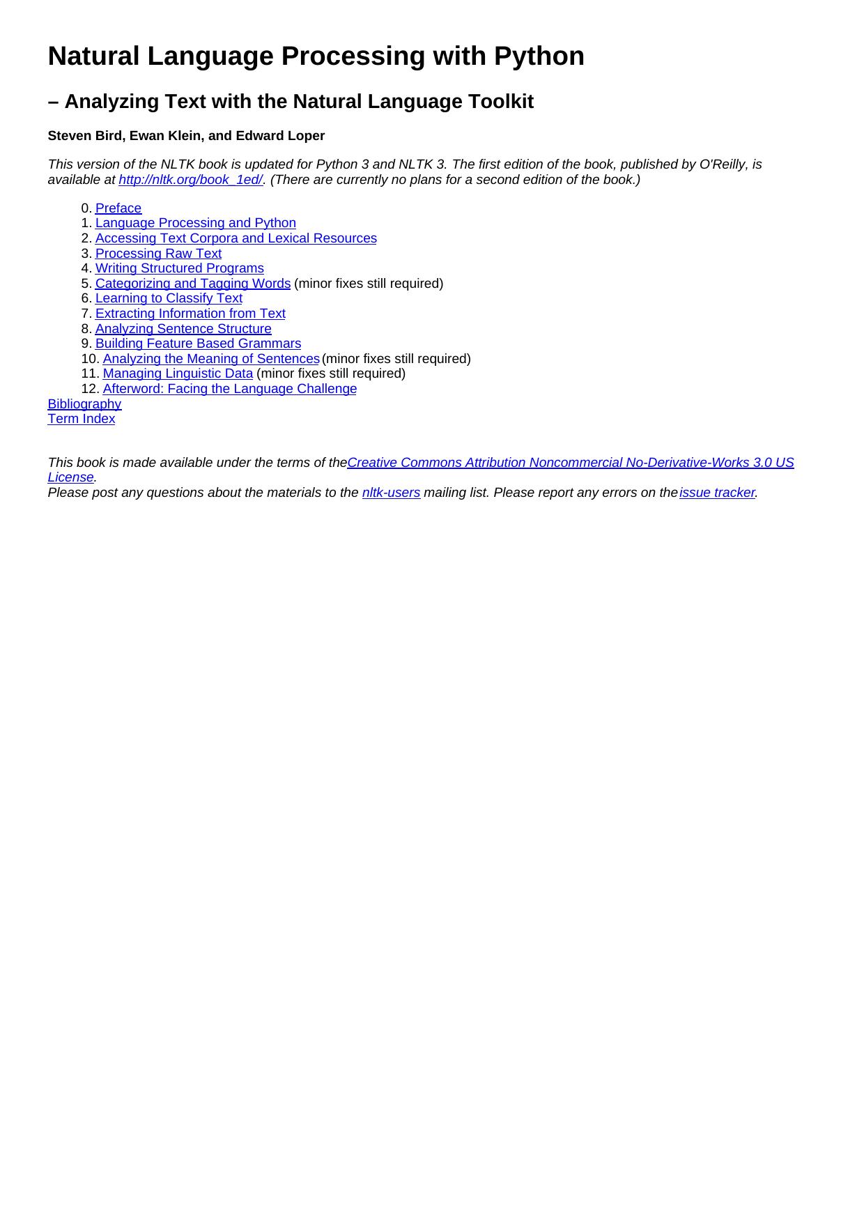 Natural Language Processing with Python by Steven Bird Ewan Klein Edward Loper