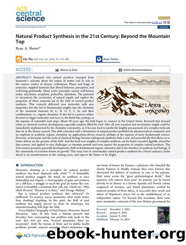 Natural Product Synthesis in the 21st Century: Beyond the Mountain Top by Ryan A. Shenvi (ORCID: g/0000-0001-8353-6449)
