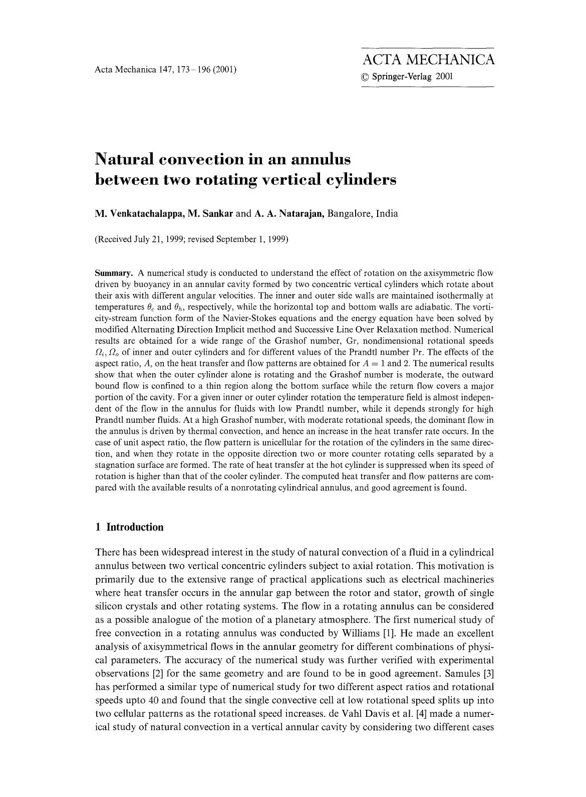 Natural convection in an annulus between two rotating vertical cylinders by Unknown