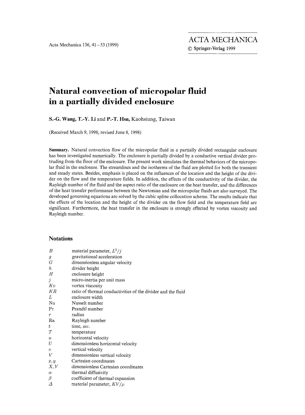 Natural convection of micropolar fluid in a partially divided enclosure by Unknown