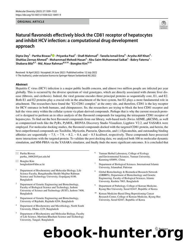 Natural flavonoids effectively block the CD81 receptor of hepatocytes and inhibit HCV infection: a computational drug development approach by unknow