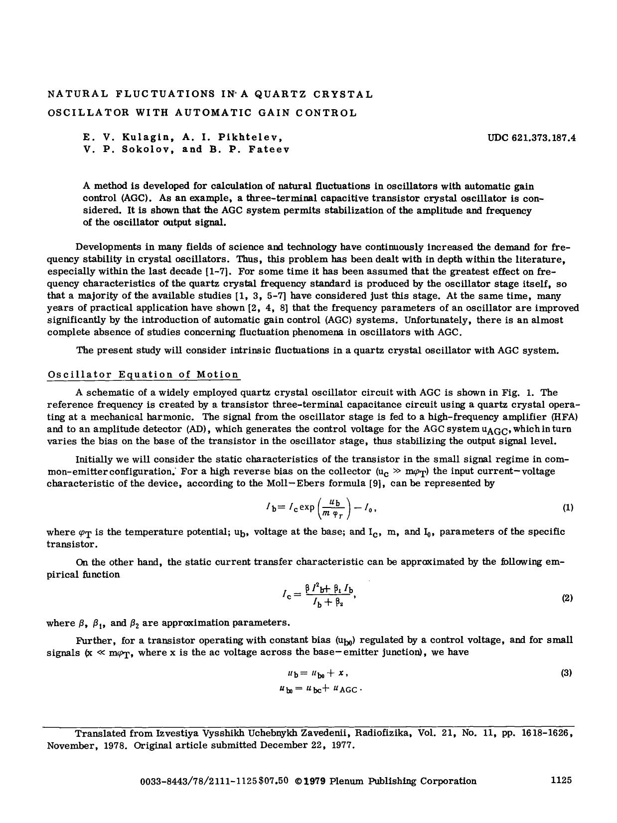 Natural fluctuations in a quartz crystal oscillator with automatic gain control by Unknown