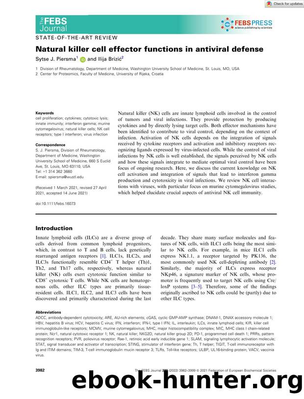 Natural killer cell effector functions in antiviral defense by Unknown