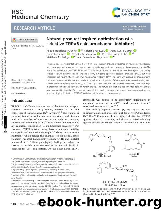 Natural product inspired optimization of a selective TRPV6 calcium channel inhibitor by unknow