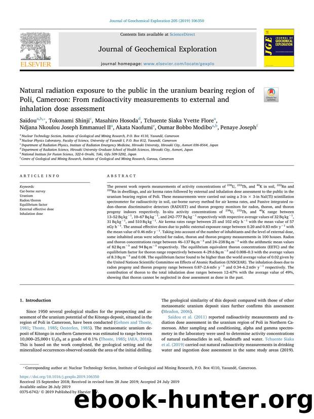 Natural radiation exposure to the public in the uranium bearing region of Poli, Cameroon_ From radioactivity measurements to external and inhalation dose assessment by unknow