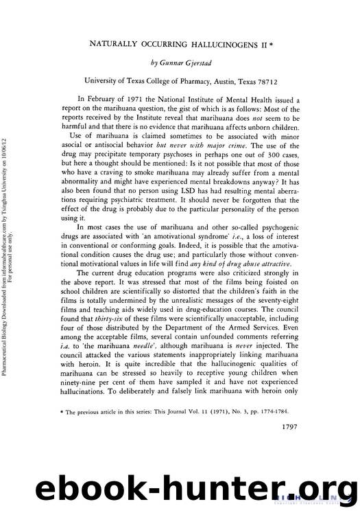 Naturally Occurring Hallucinogens II by Gunnar Gjerstad