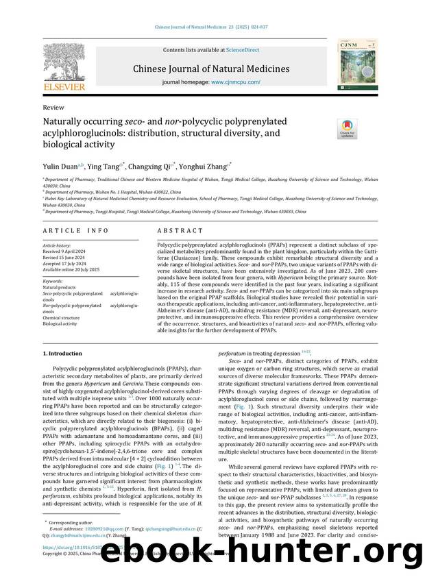 Naturally occurring seco- and nor-polycyclic polyprenylated acylphloroglucinols: distribution, structural diversity, andbiological activity by Yulin Duan & Ying Tang & Changxing Qi & Yonghui Zhang