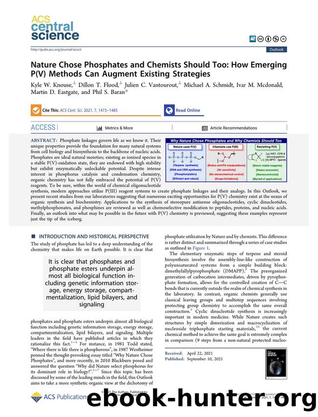 Nature Chose Phosphates and Chemists Should Too: How Emerging P(V) Methods Can Augment Existing Strategies by unknow
