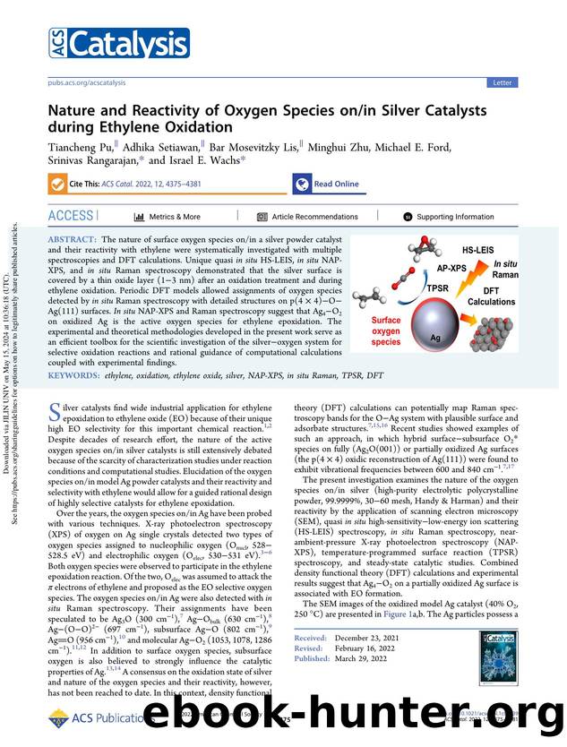 Nature and Reactivity of Oxygen Species onin Silver Catalysts during Ethylene Oxidation by unknow