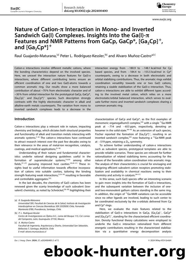 Nature of CationâÏ Interaction in Monoâ and Inverted Sandwich Ga(I) Complexes. Insights Into the Ga(I)âÏ Features and NMR Patterns from GaCp, GaCp*, [Ga2Cp]+, and [Ga2Cp*]+ by Unknown