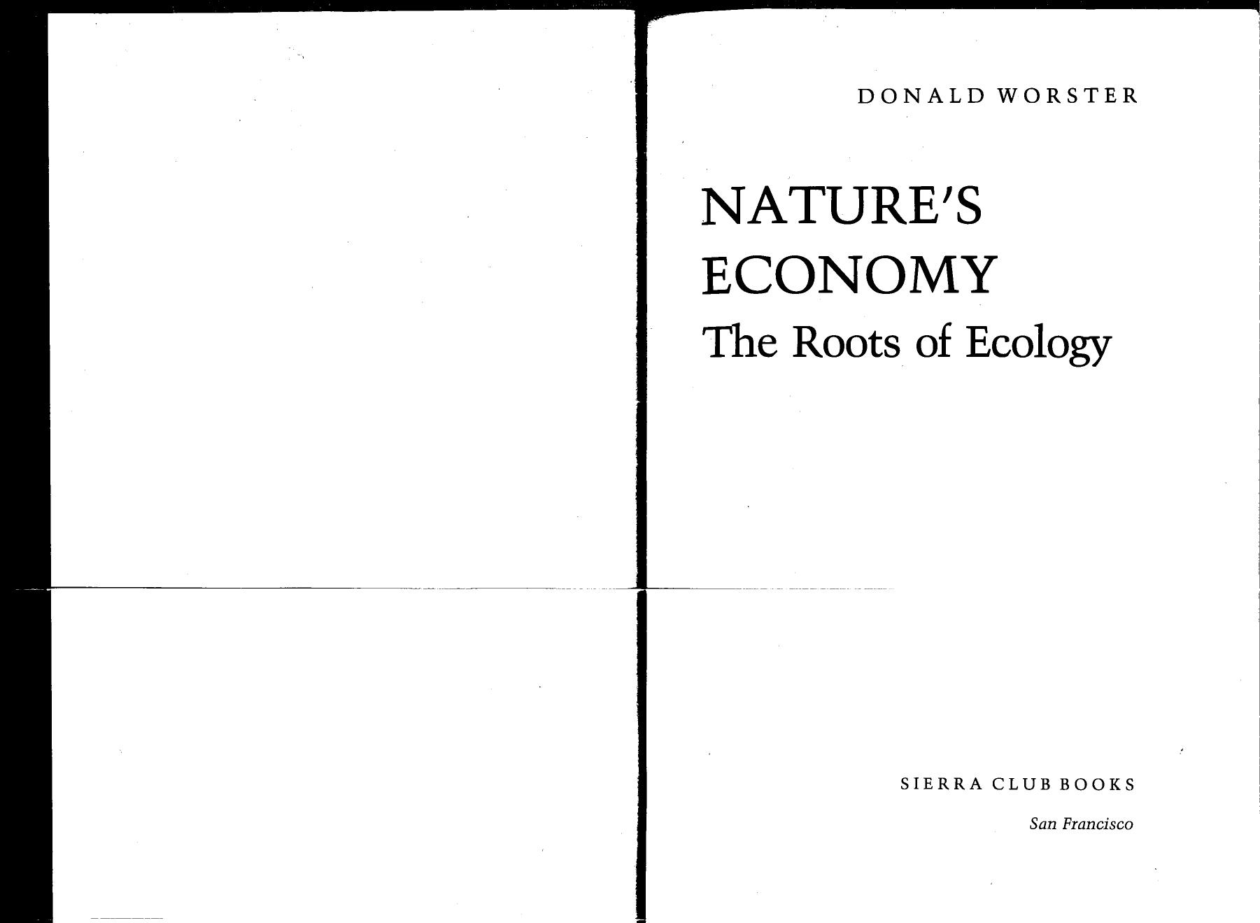Nature's Economy: The Roots of Ecology by Donald Worster