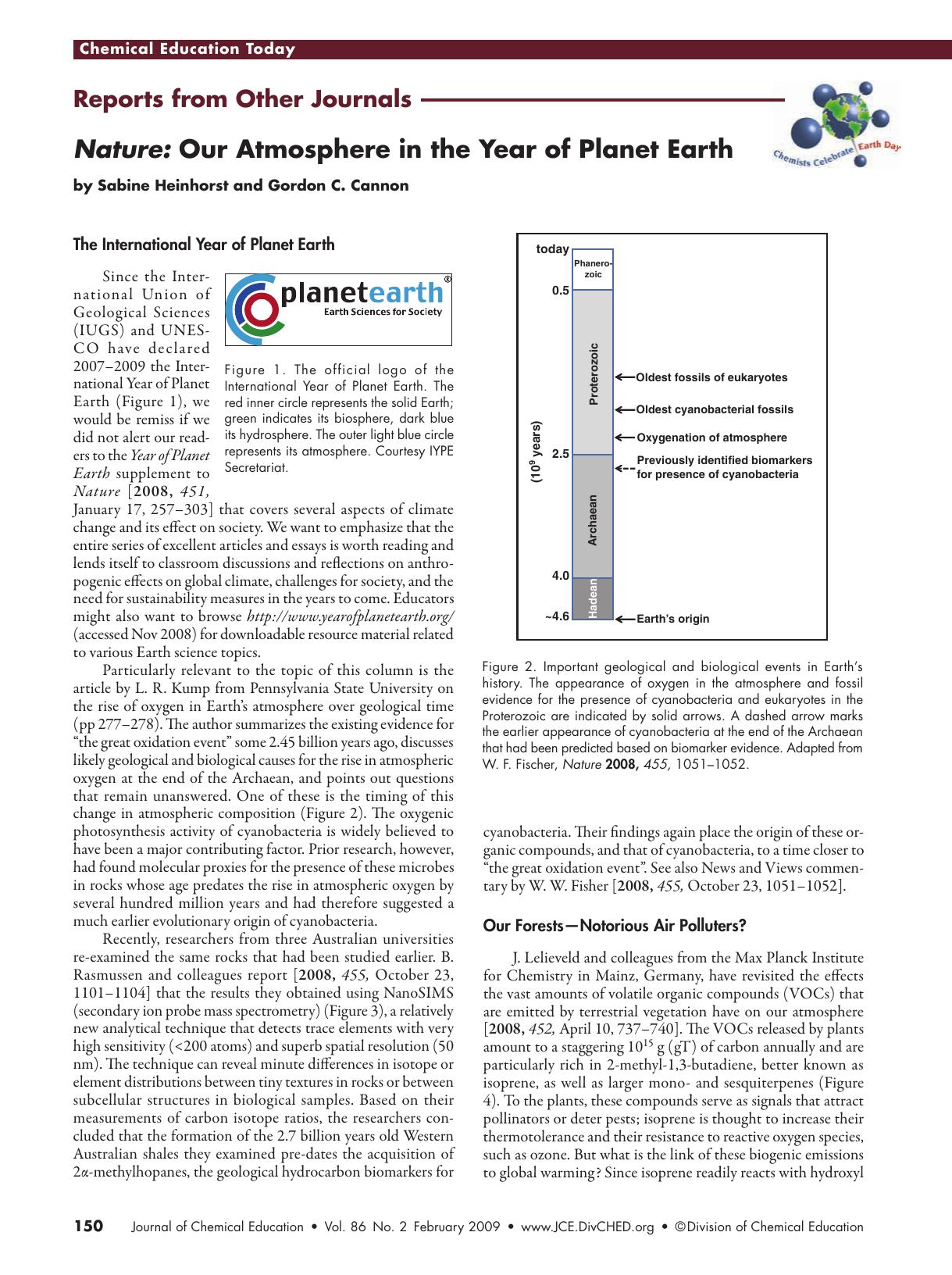 Nature: Our Atmosphere in the Year of Planet Earth by Sabine Heinhorst and Gordon C. Cannon