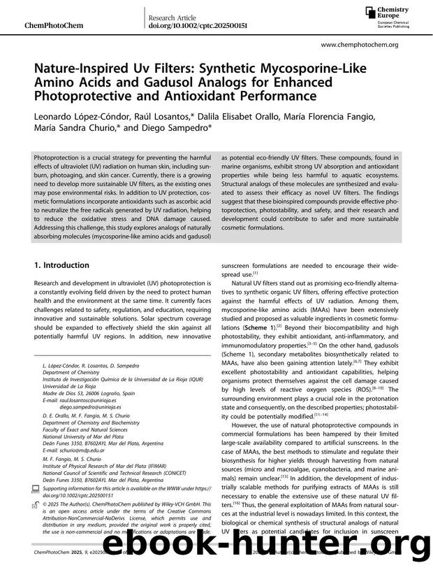 NatureâInspired Uv Filters: Synthetic MycosporineâLike Amino Acids and Gadusol Analogs for Enhanced Photoprotective and Antioxidant Performance by unknow