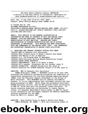 Naval Service Medical News 94-30 by U.S. Navy. Bureau of Medicine & Surgery
