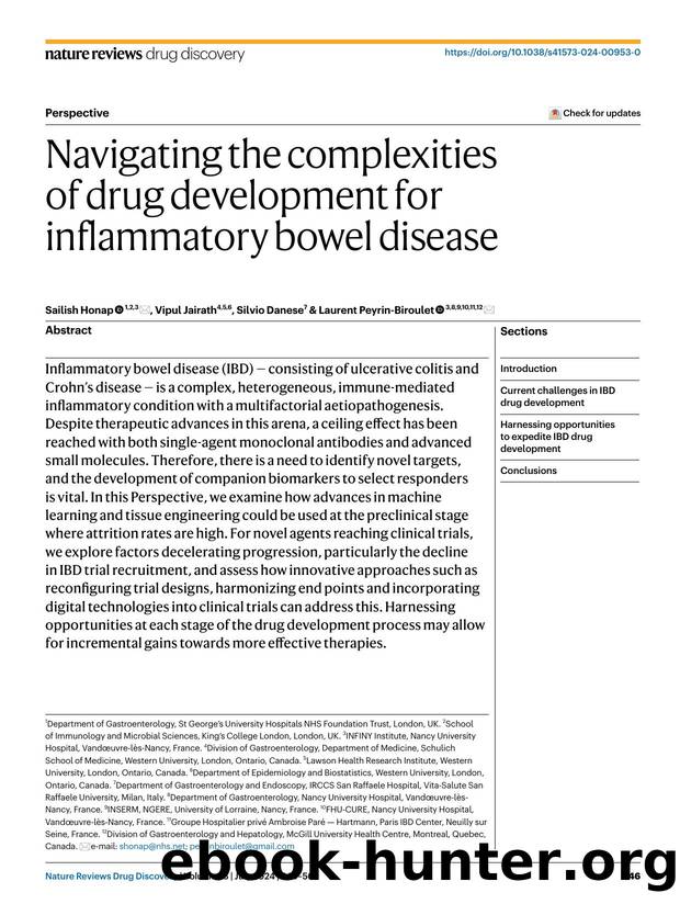 Navigating the complexities of drug development for inflammatory bowel disease by Sailish Honap & Vipul Jairath & Silvio Danese & Laurent Peyrin-Biroulet