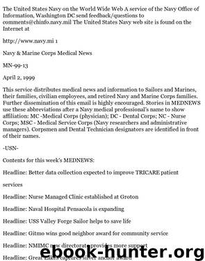 Navy & Marine Corps Medical News 99-13 by U.S. Navy. Bureau of Medicine & Surgery