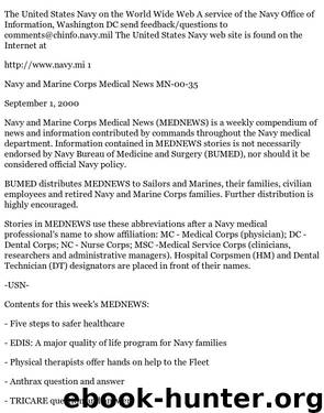 Navy and Marine Corps Medical News 00-35 by U.S. Navy. Bureau of Medicine & Surgery