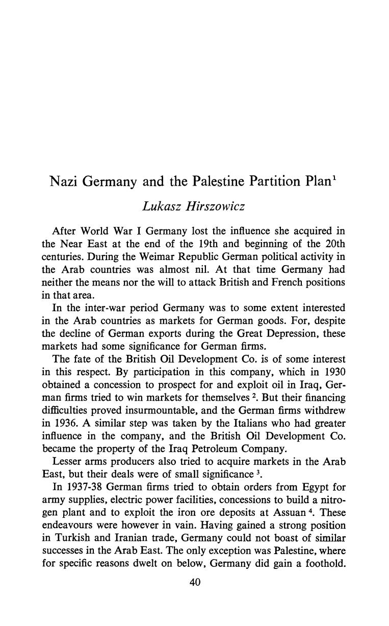 Nazi Germany and the Palestine Partition Plan by Unknown
