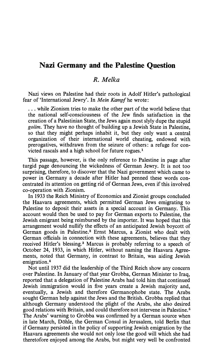 Nazi Germany and the Palestine Question by Unknown