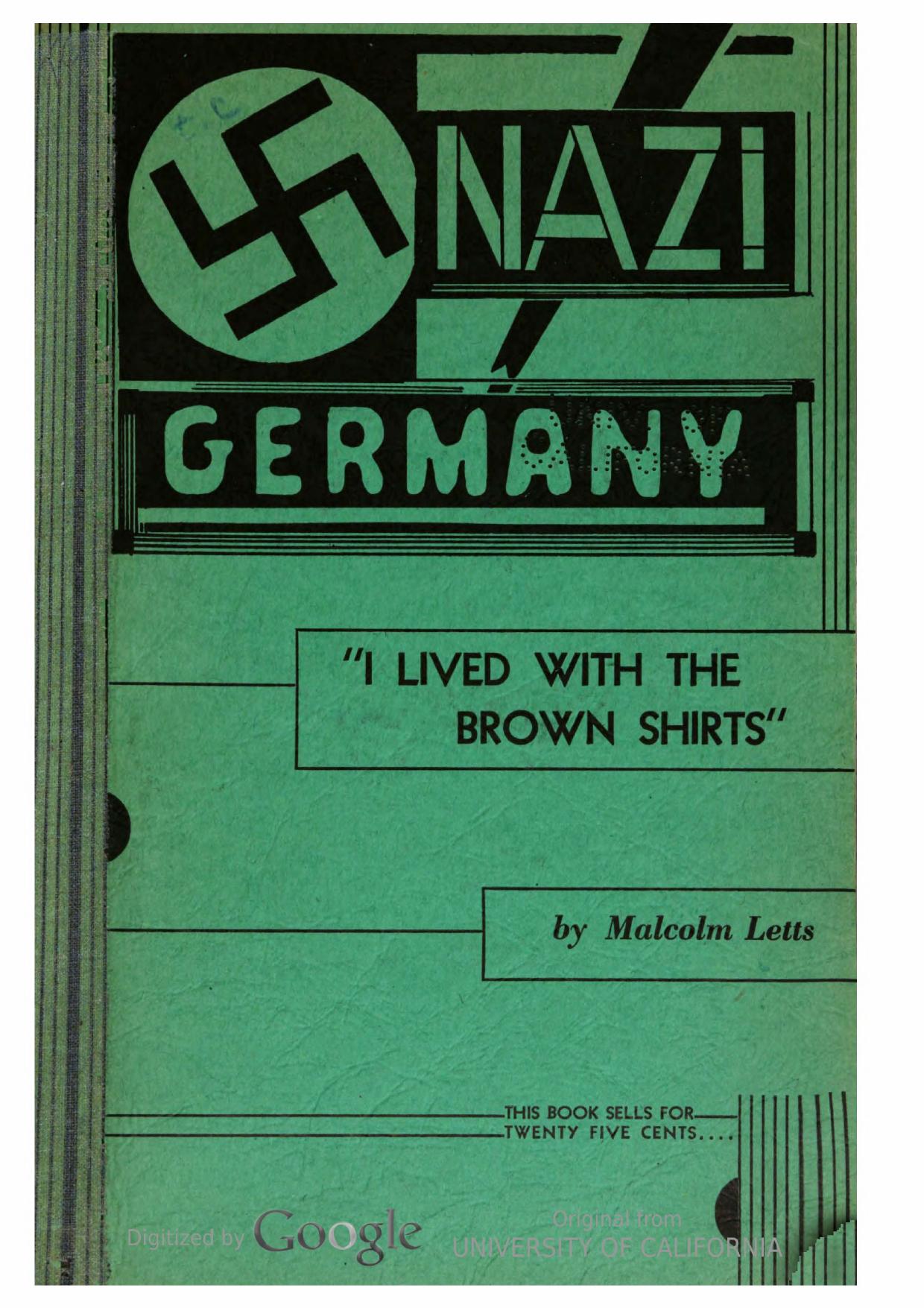 Nazi Germany; I Lived with the Brown Shirts (1933) by Unknown