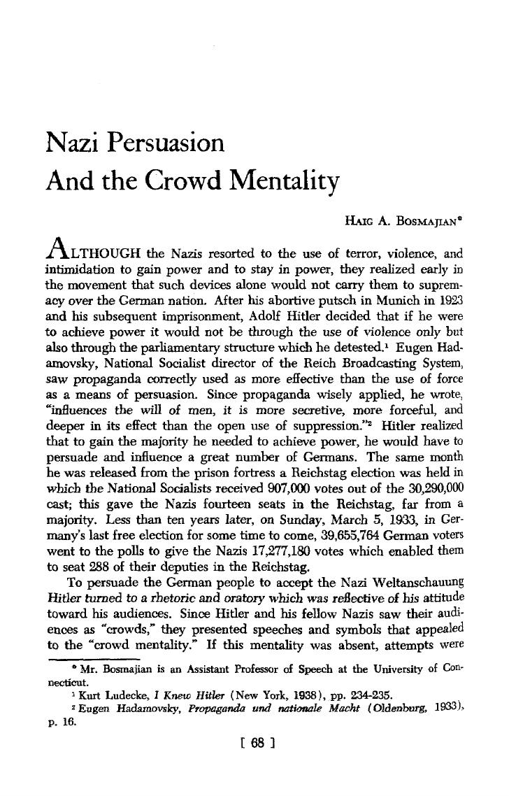Nazi Persuasion And the Crowd Mentality by Unknown