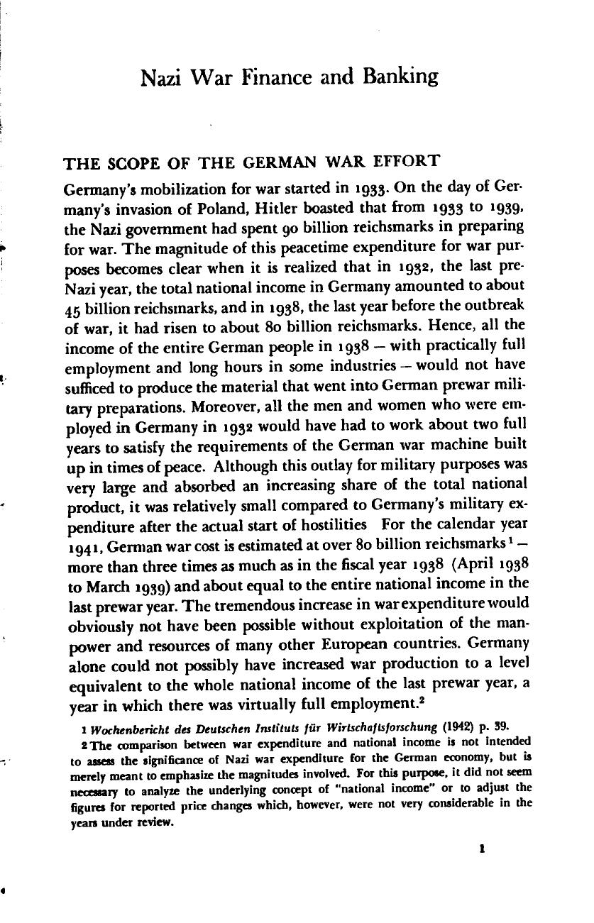 Nazi War Finance and Banking by Otto Nathan