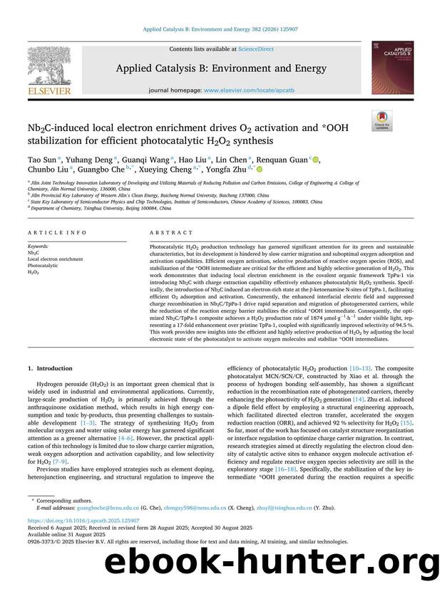 Nb2C-induced local electron enrichment drives O2 activation and *OOH stabilization for efficient photocatalytic H2O2 synthesis by unknow