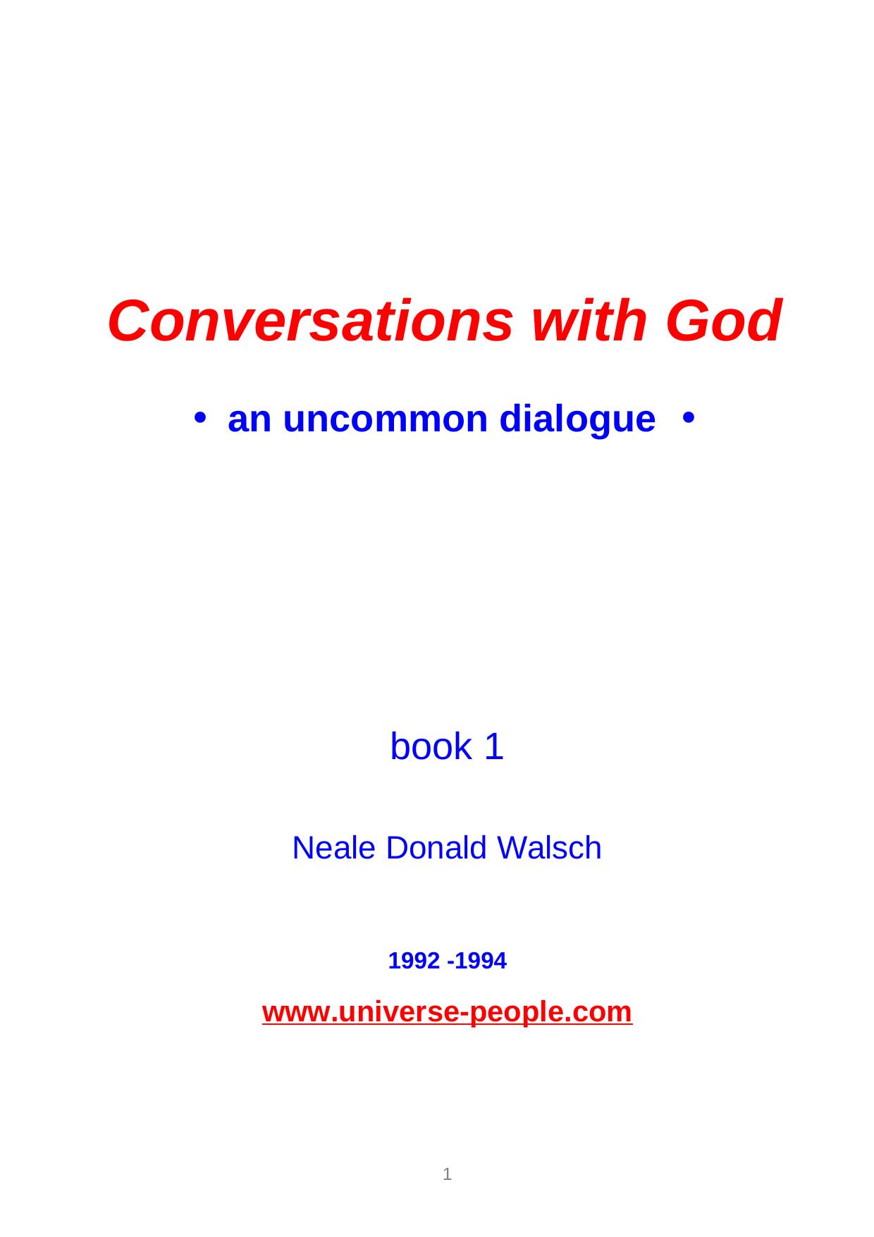 Neale Donald Walsch - Conversations With God by Book 1