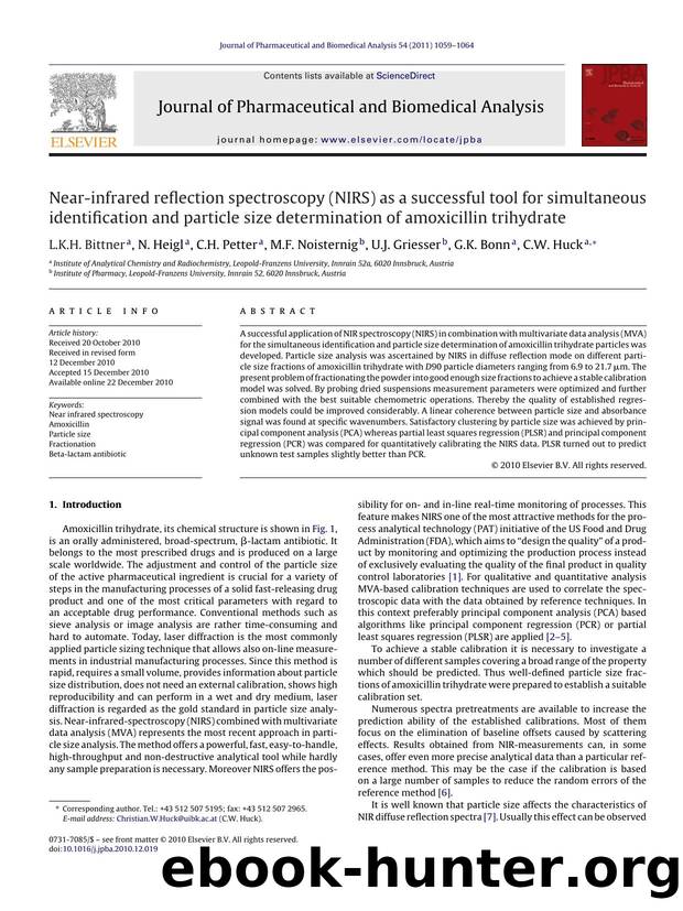Near-infrared reflection spectroscopy (NIRS) as a successful tool for simultaneous identification and particle size determination of amoxicillin trihydrate by L.K.H. Bittner