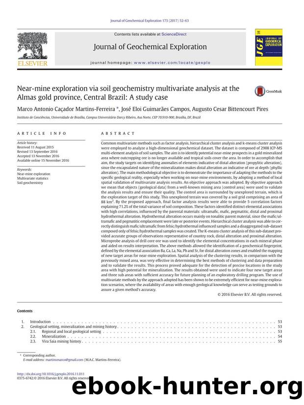 Near-mine exploration via soil geochemistry multivariate analysis at the Almas gold province, Central Brazil: A study case by unknow