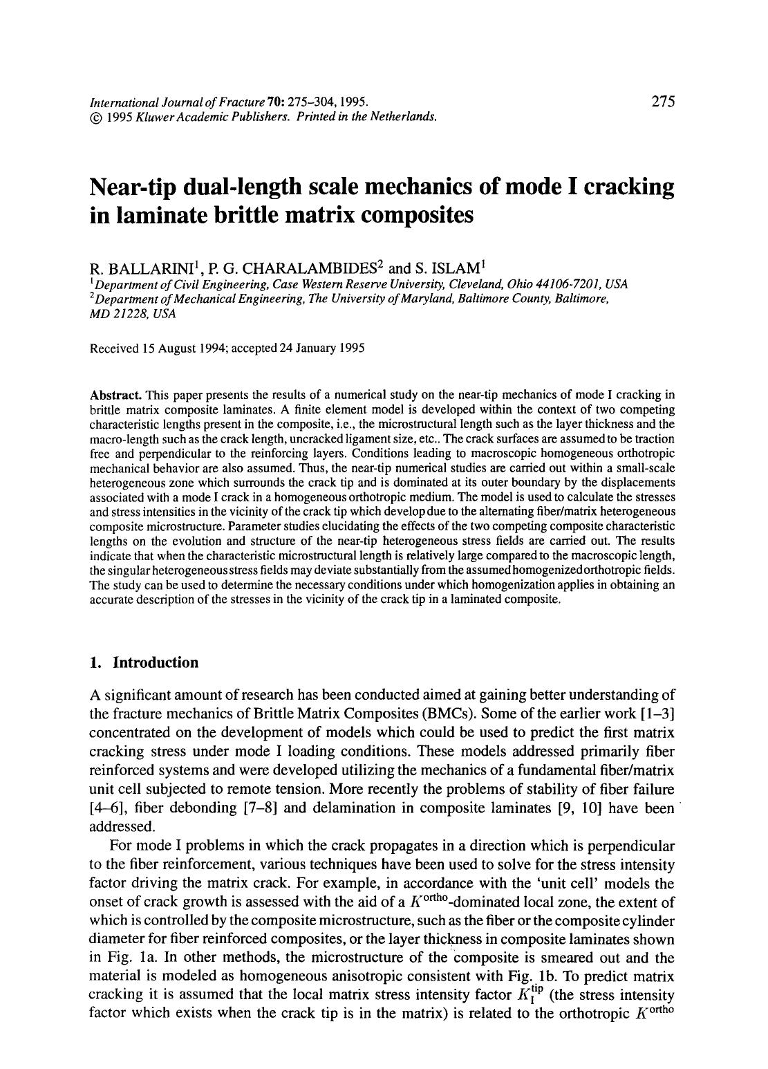 Near-tip dual-length scale mechanics of mode I cracking in laminate brittle matrix composites by Unknown