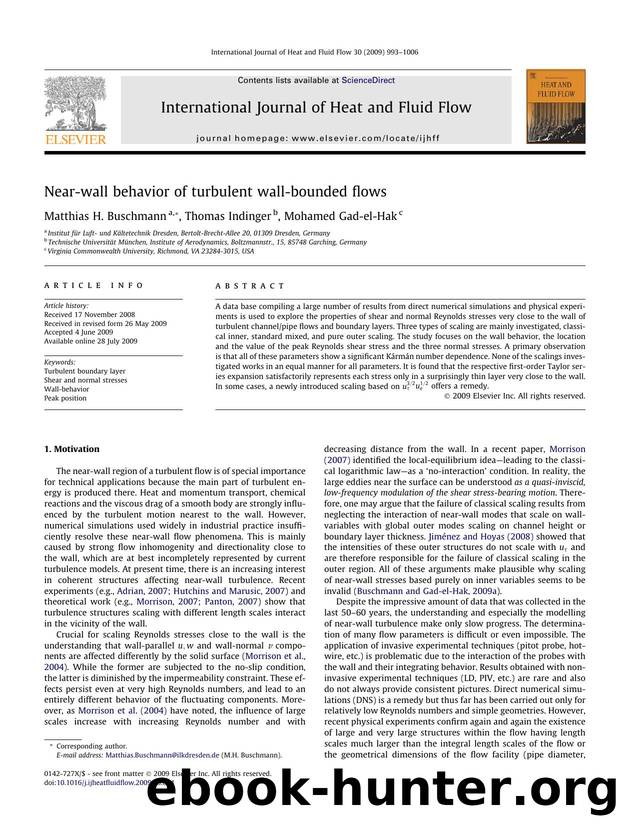 Near-wall behavior of turbulent wall-bounded flows by Matthias H. Buschmann; Thomas Indinger; Mohamed Gad-el-Hak