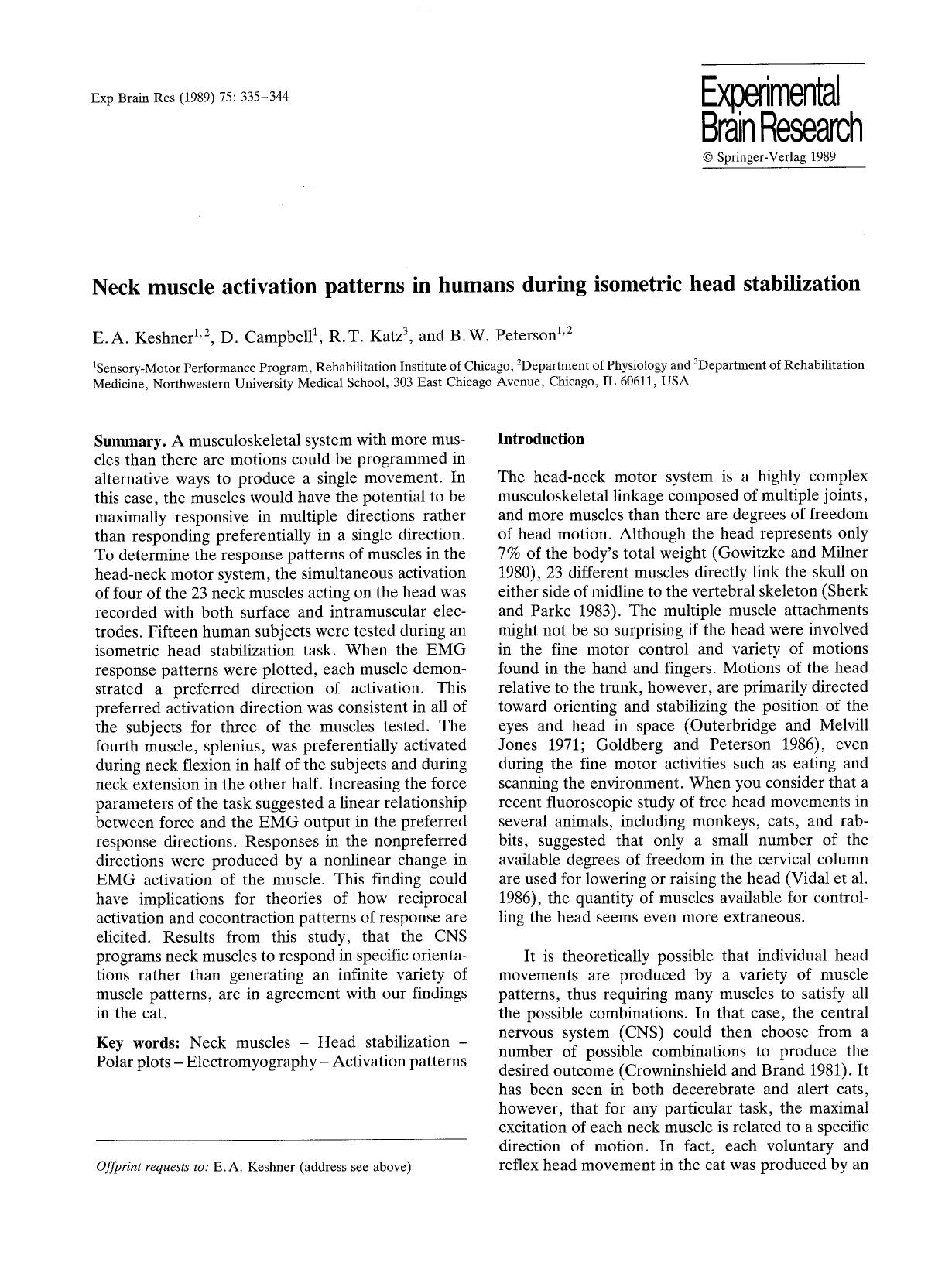 Neck muscle activation patterns in humans during isometric head stabilization by Unknown