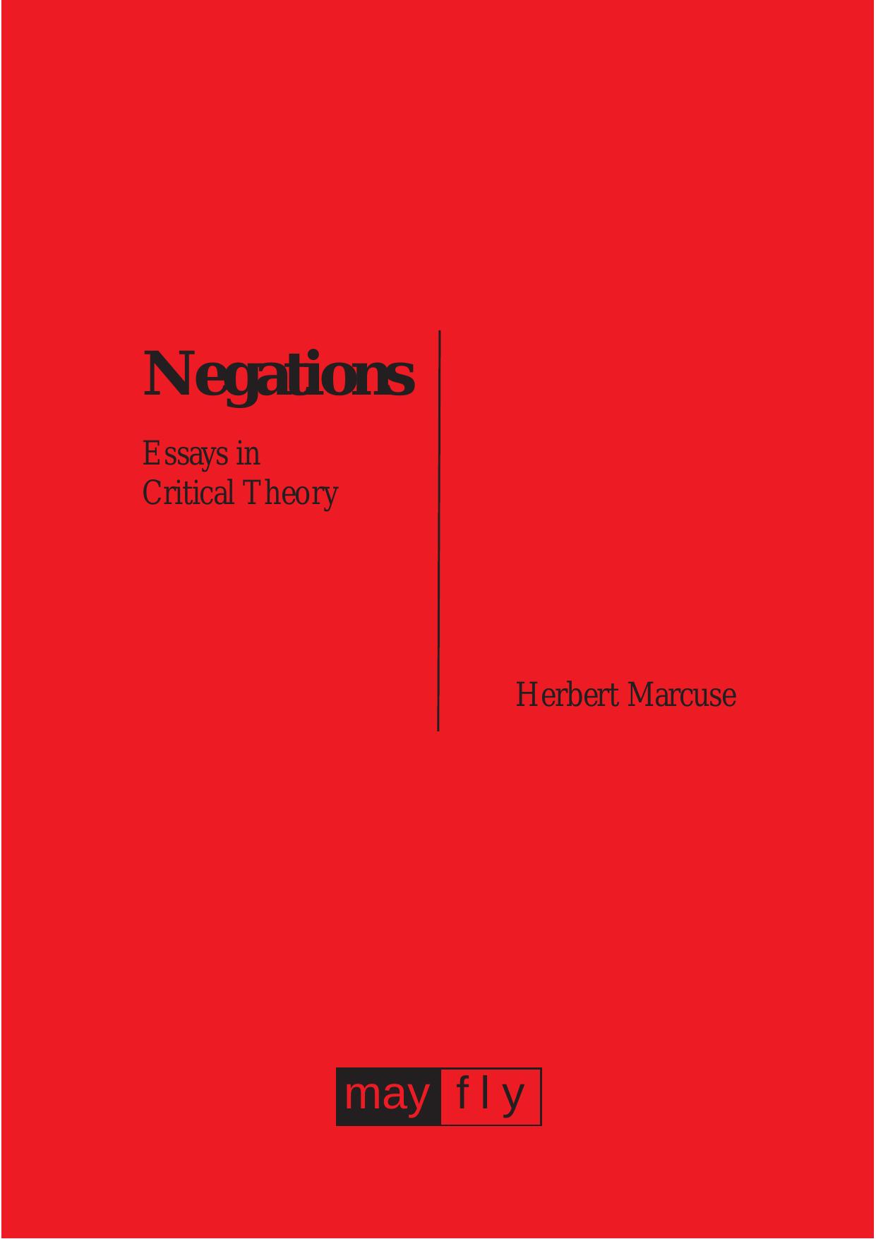 Negations - Essays in Critical Theory by Herbert Marcuse