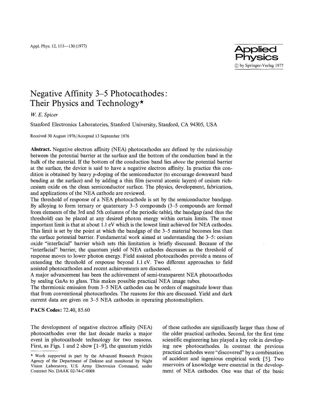 Negative affinity 3–5 photocathodes: Their physics and technology by Unknown