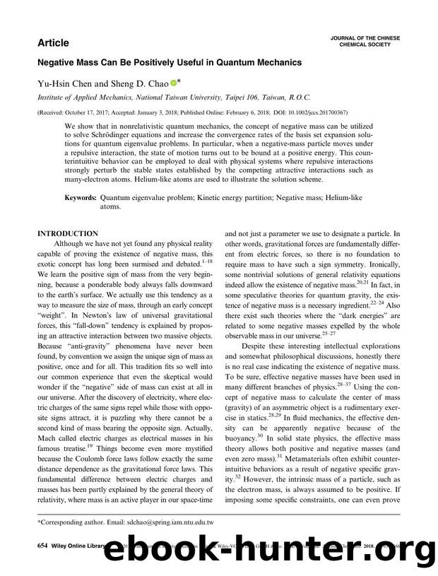 Negative mass can be positively useful in quantum mechanics: Negative mass in quantum mechanics by Unknown