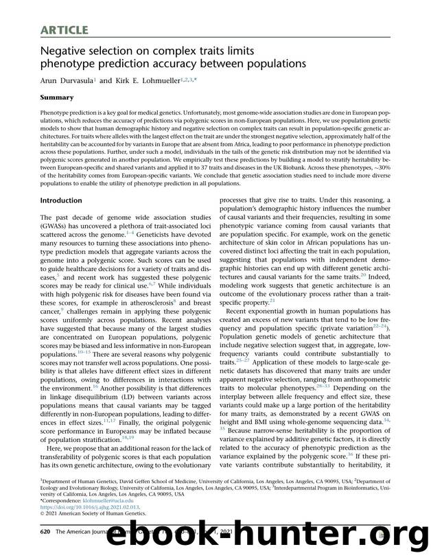 Negative selection on complex traits limits phenotype prediction accuracy between populations by Arun Durvasula & Kirk E. Lohmueller
