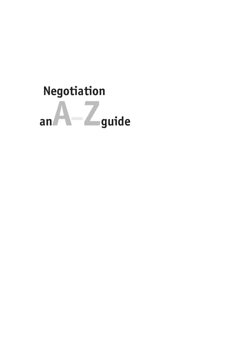Negotiation : an A-Z Guide by Gavin Kennedy