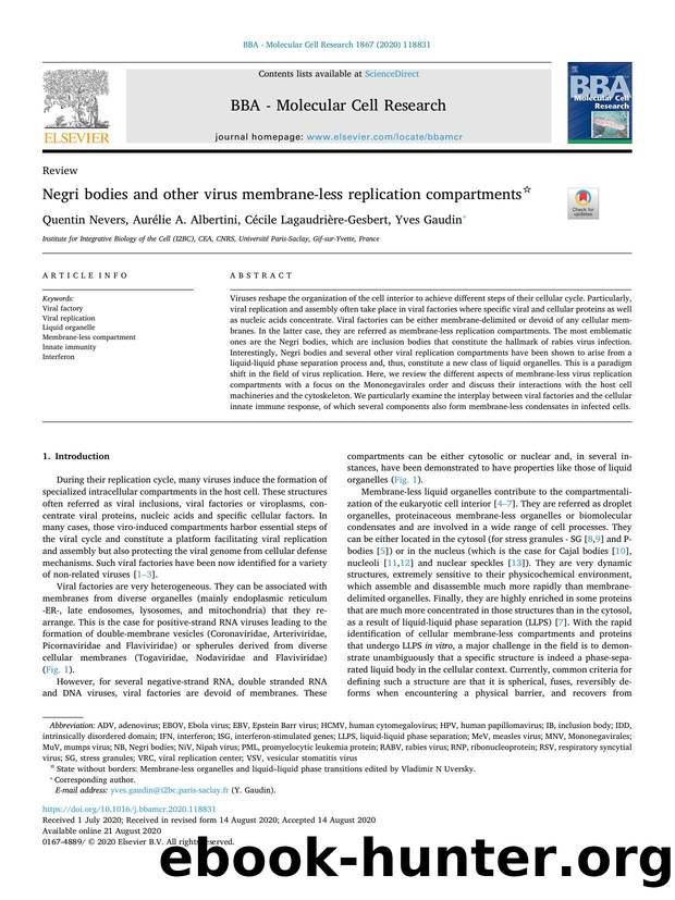 Negri bodies and other virus membrane-less replication compartments by Quentin Nevers & Aurélie A. Albertini & Cécile Lagaudrière-Gesbert & Yves Gaudin