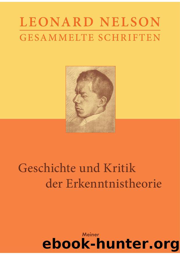 Nelson by Geschichte und Kritik der Erkenntnistheorie (9783787338412)