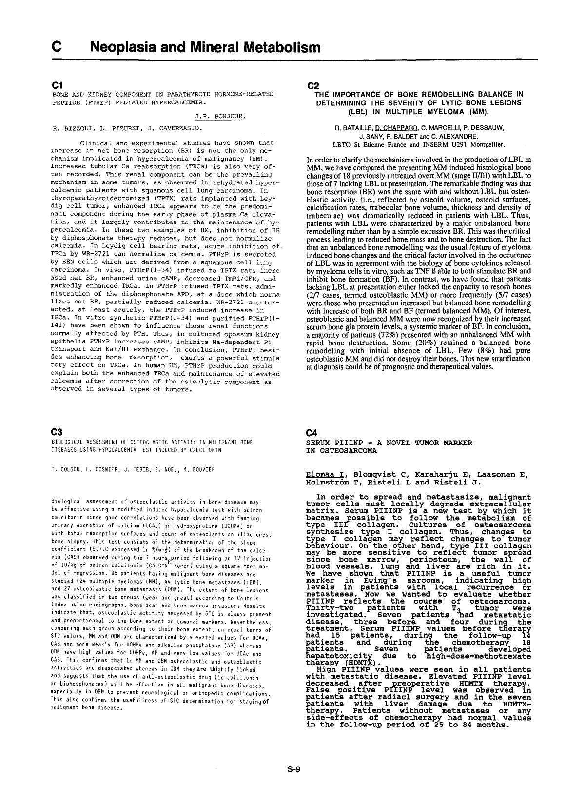 Neoplasia and mineral metabolism by Unknown