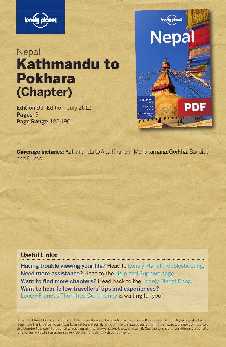 Nepal 9 - Kathmandu to Pokhara (Chapter) by Lonely Planet