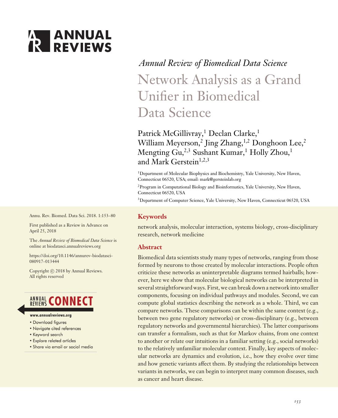Network Analysis as a Grand Unifier in Biomedical Data Science by unknow