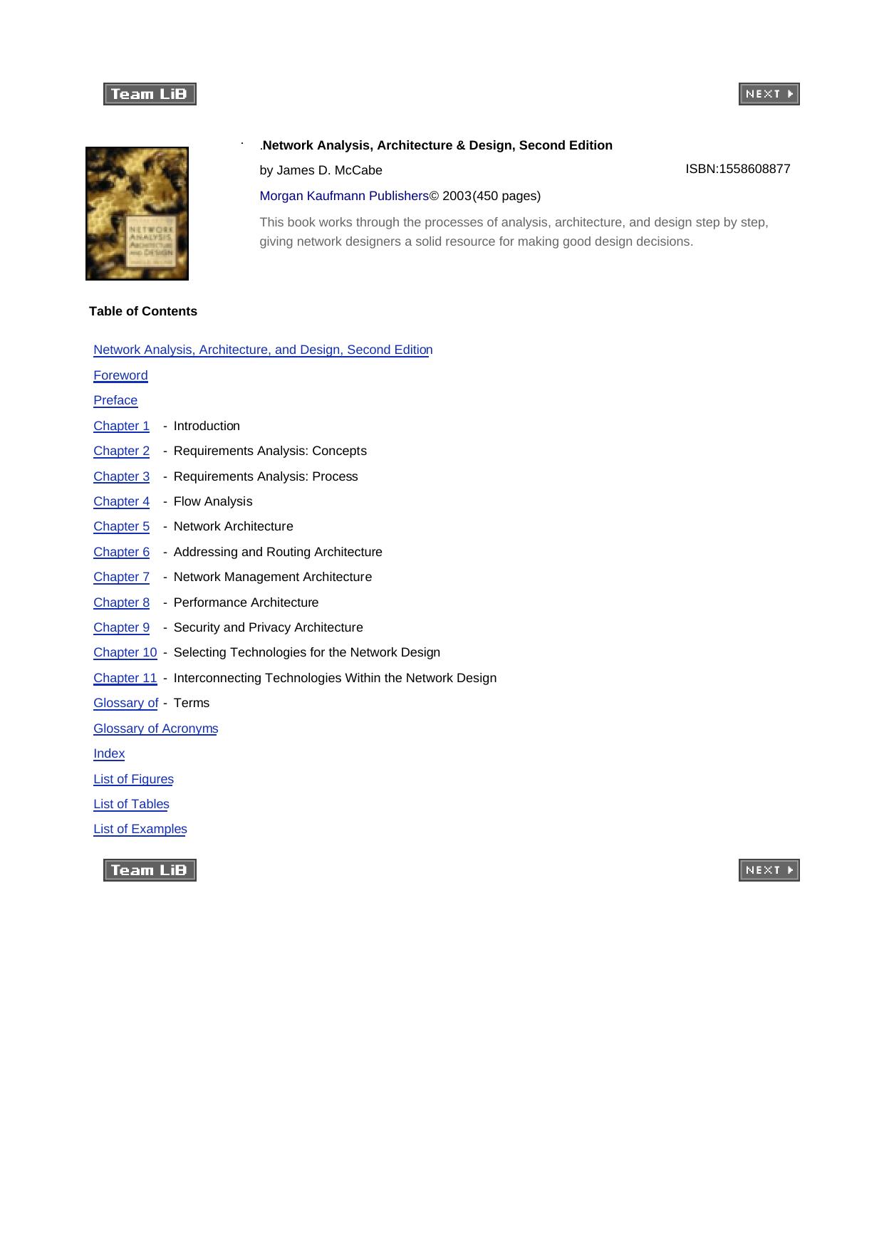 Network Analysis, Architecture and Design, Second Edition (The Morgan Kaufmann Series in Networking) by James D. McCabe