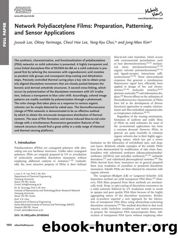 Network Polydiacetylene Films: Preparation, Patterning, and Sensor Applications by wcu
